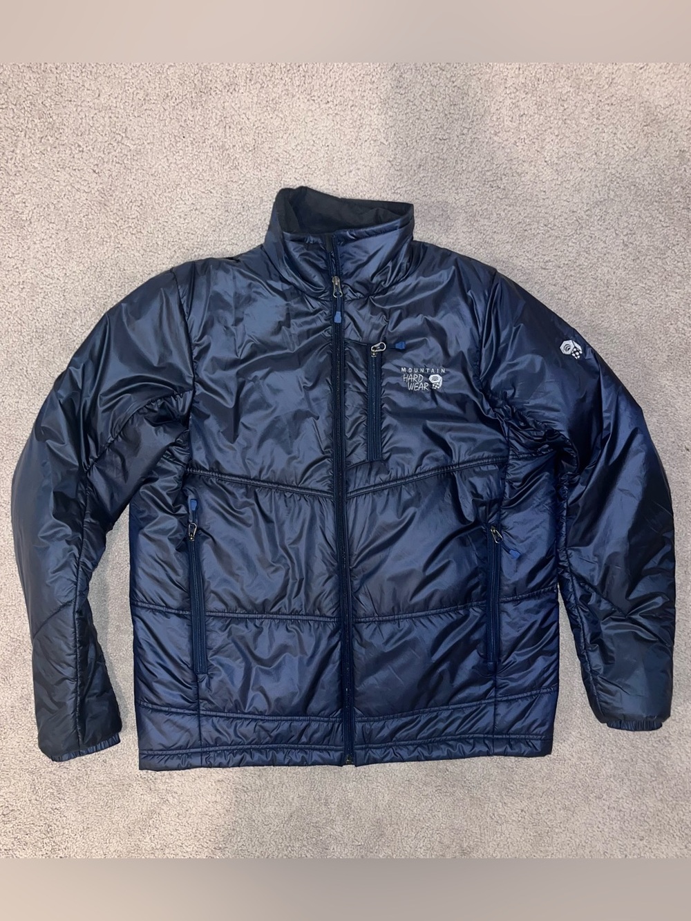 Like New Mountain Hardwear Puffy Zip Up Jacket Puffer Coat Navy Winter Snow